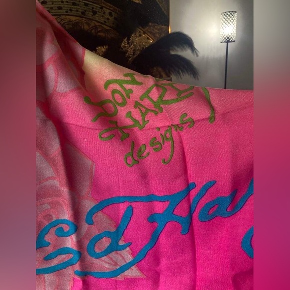 Ed Hardy fringed shawl scarf - Picture 2 of 5